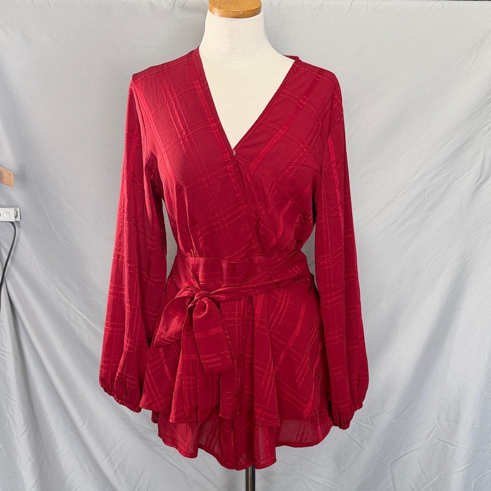 Elegant Red Wrap Jumpsuit